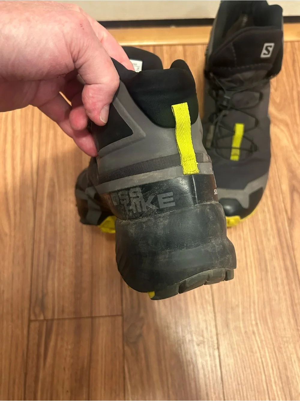SALOMON Cross Hike Mid GTX Hiking Boots/Shoes Magnet/Lime Punch Black Men’s 13